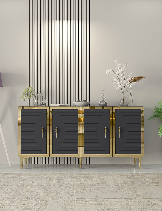 Hanah Home Consola Antracita y Dorado 150cm